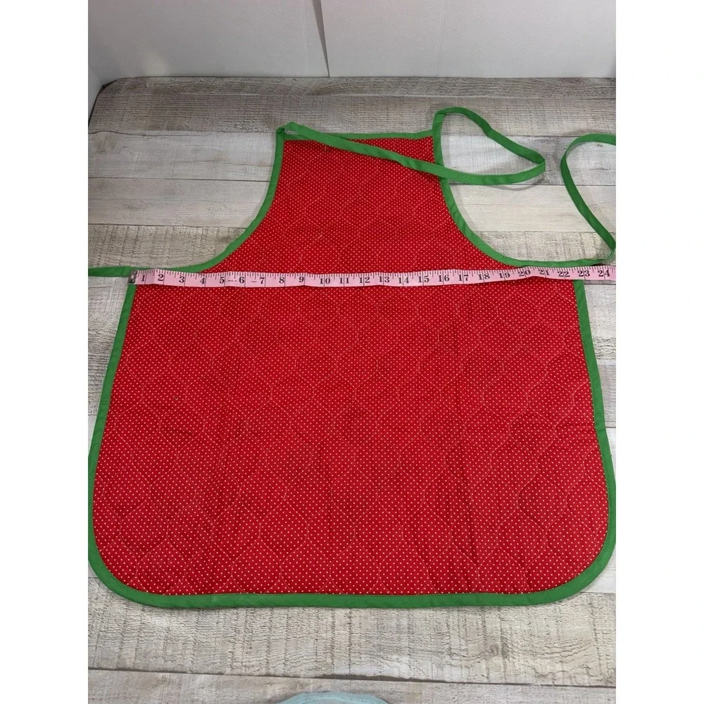 Vintage Handmade Christmas Apron Reversible Quilted Patchwork Red Green Holiday